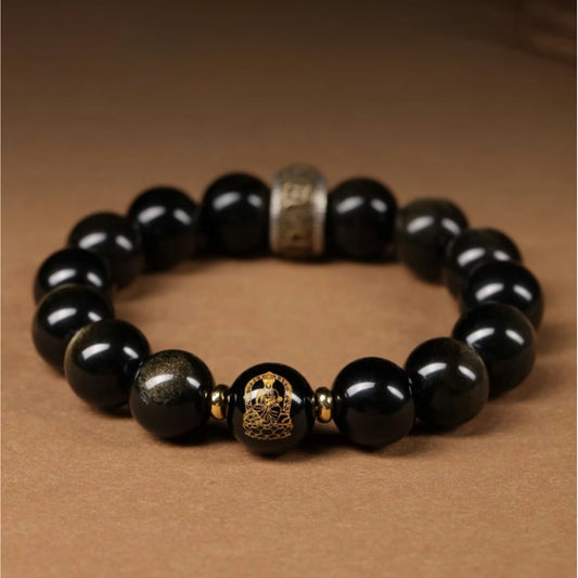 Obsidian  Zodiac Guardian Bracelet - Career, Protection, Good Fortune